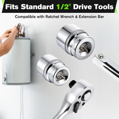 Dreyoo sockets with clear size markings 1-1/16 and 1-3/16 for fast identification
