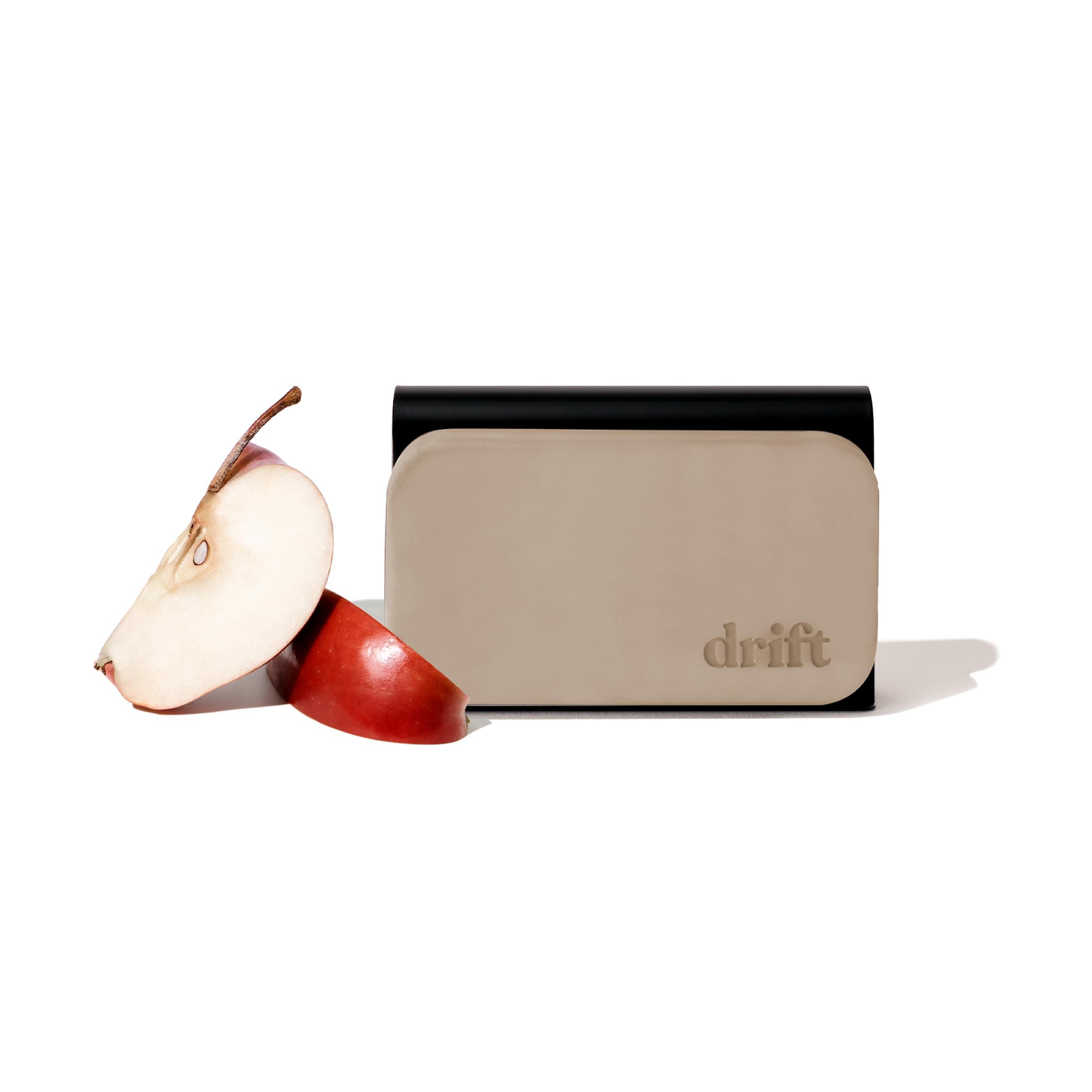 drift front packaging showing apple picking scent and metal clip benefit of elegant presentation