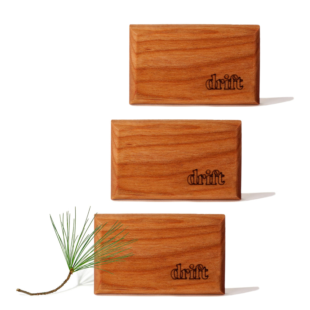 drift front packaging showing pine refills and clear branding for easy identification