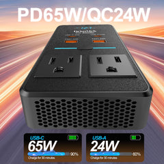 DrimMek side ports with USB-A and USB-C for fast multi-device charging