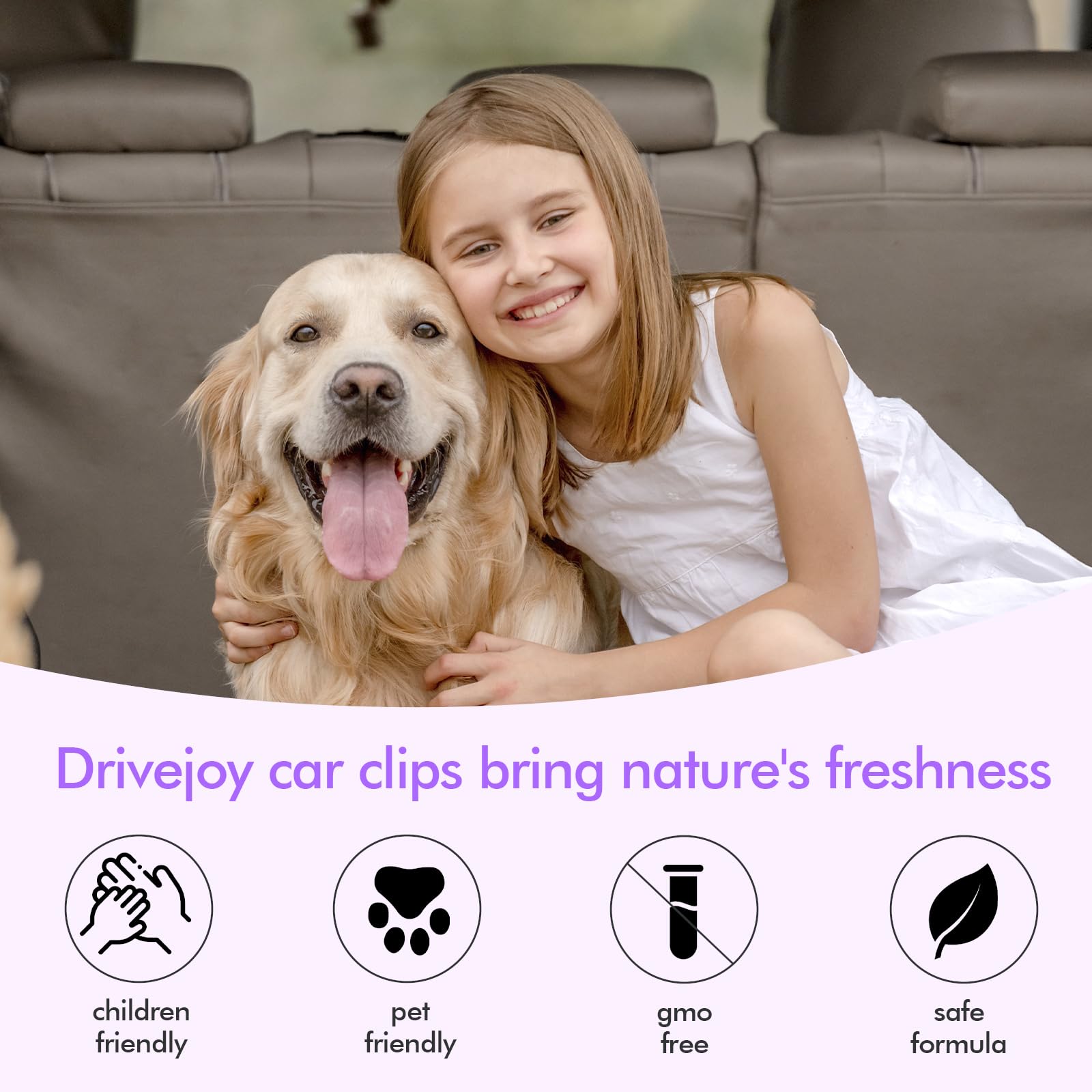 DRIVEJOY clip attached to car vent demonstrating secure fit and airflow