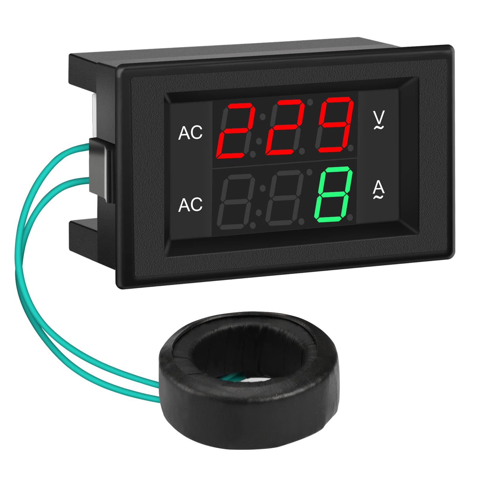 DROK front panel display showing red voltage and green current for quick monitoring
