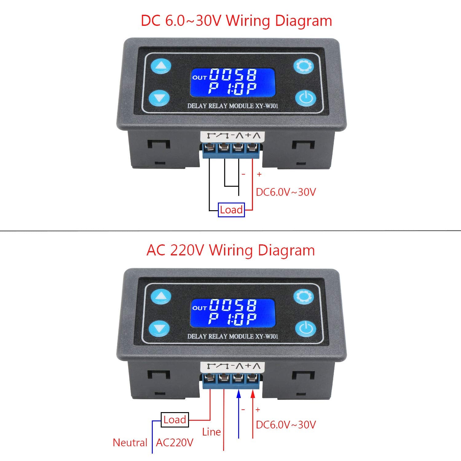 DROK relay side connectors close-up showing terminal pins and wiring convenience