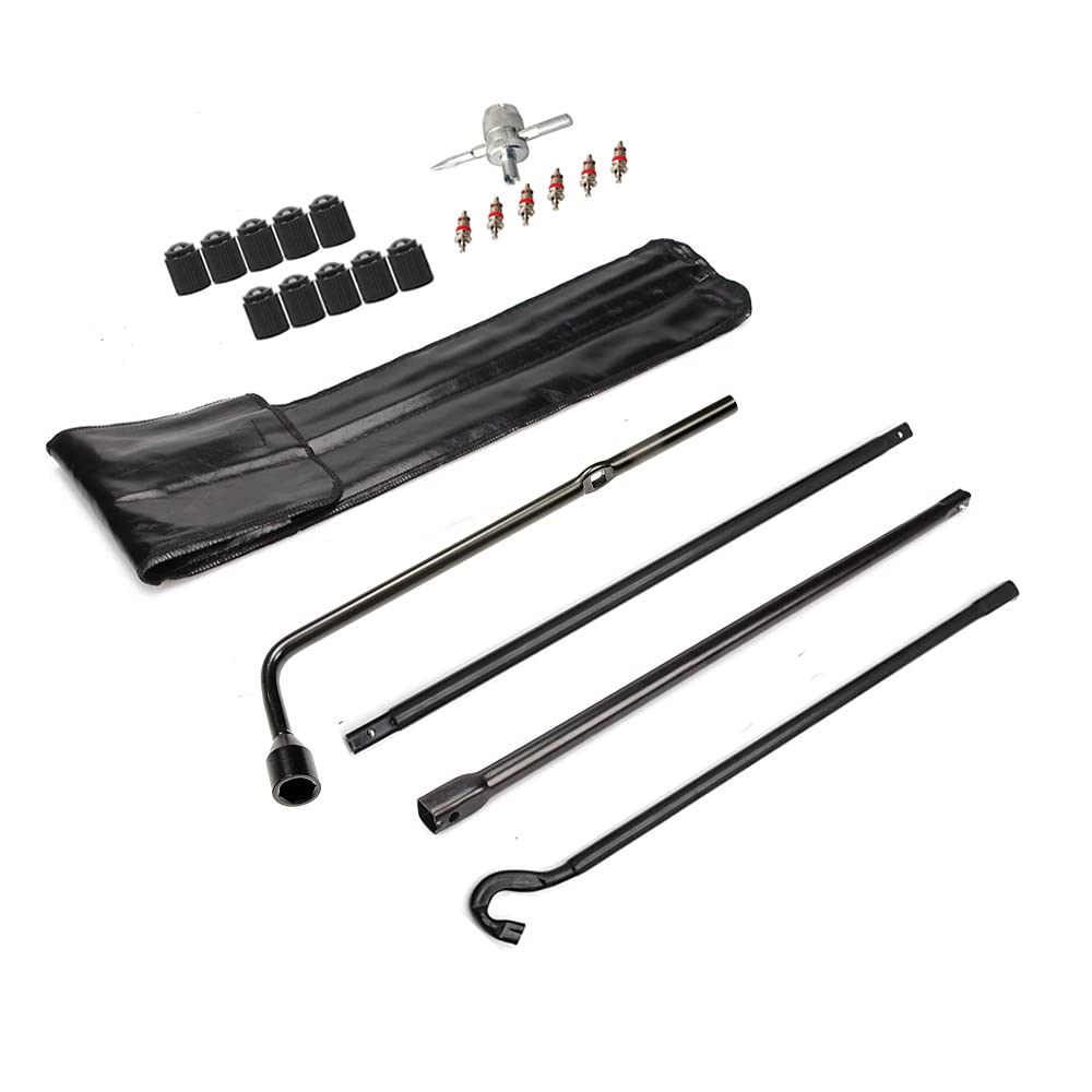 Dr.Roc front view of spare tire tool kit showing complete set and trunk-ready benefit