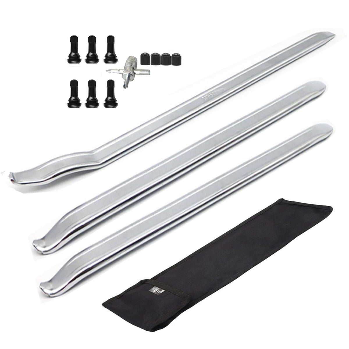 Dr.Roc front packaging showing complete tire irons set and case, easy storage benefit