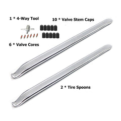 Dr.Roc valve tool and spare cores layout for quick valve replacements