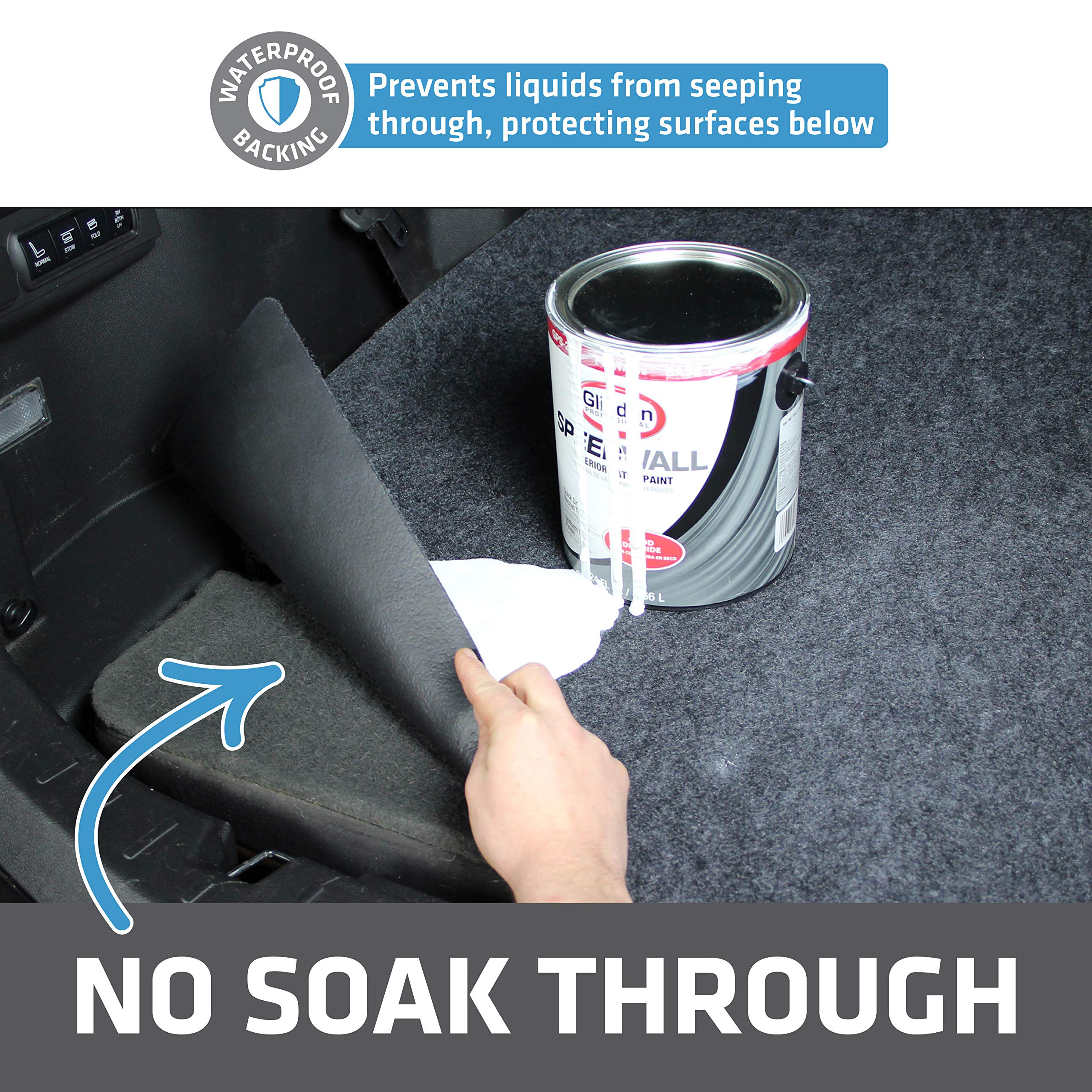 Drymate waterproof backing detail preventing leaks and protecting upholstery