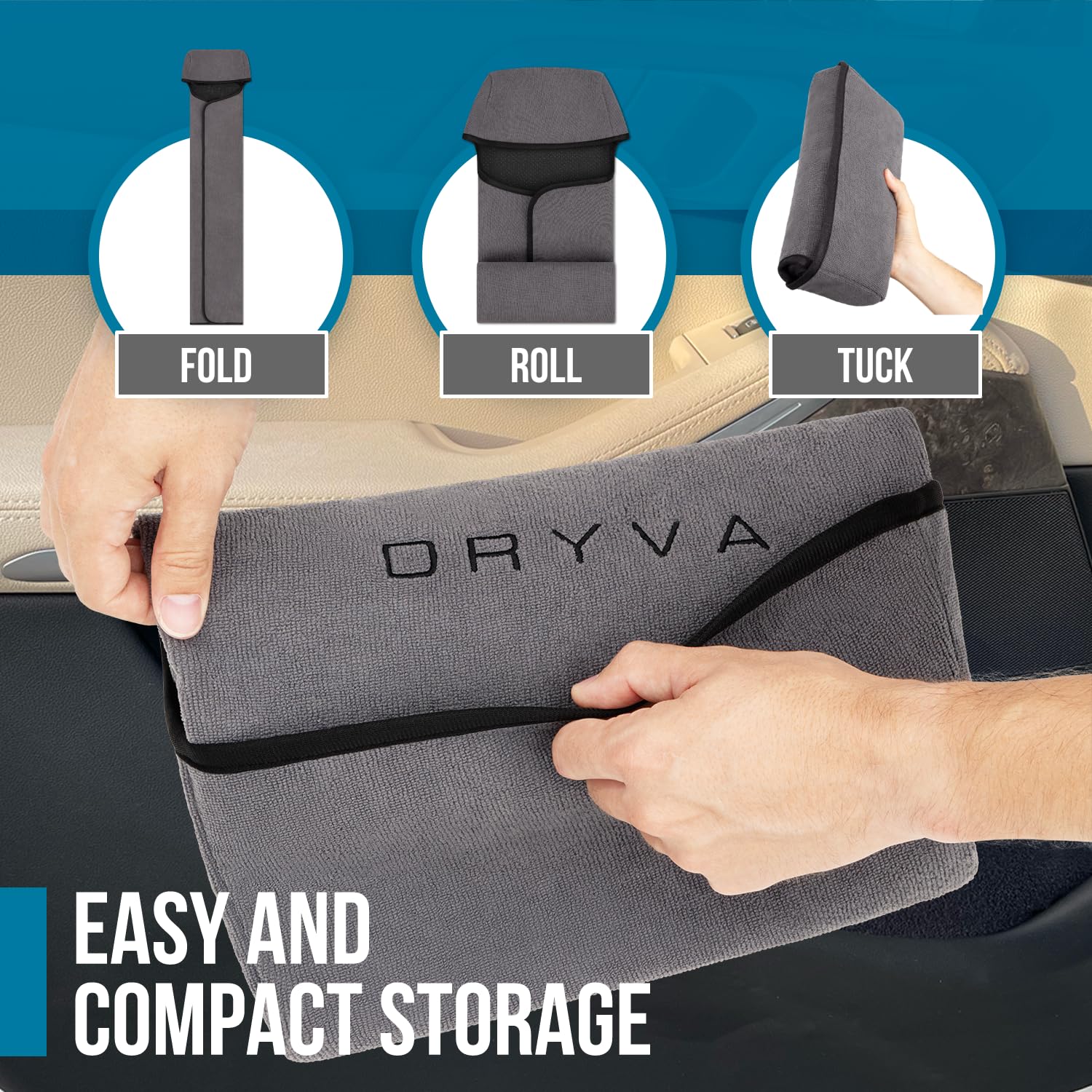 Dryva size scale on seat showing dimensions and universal fit