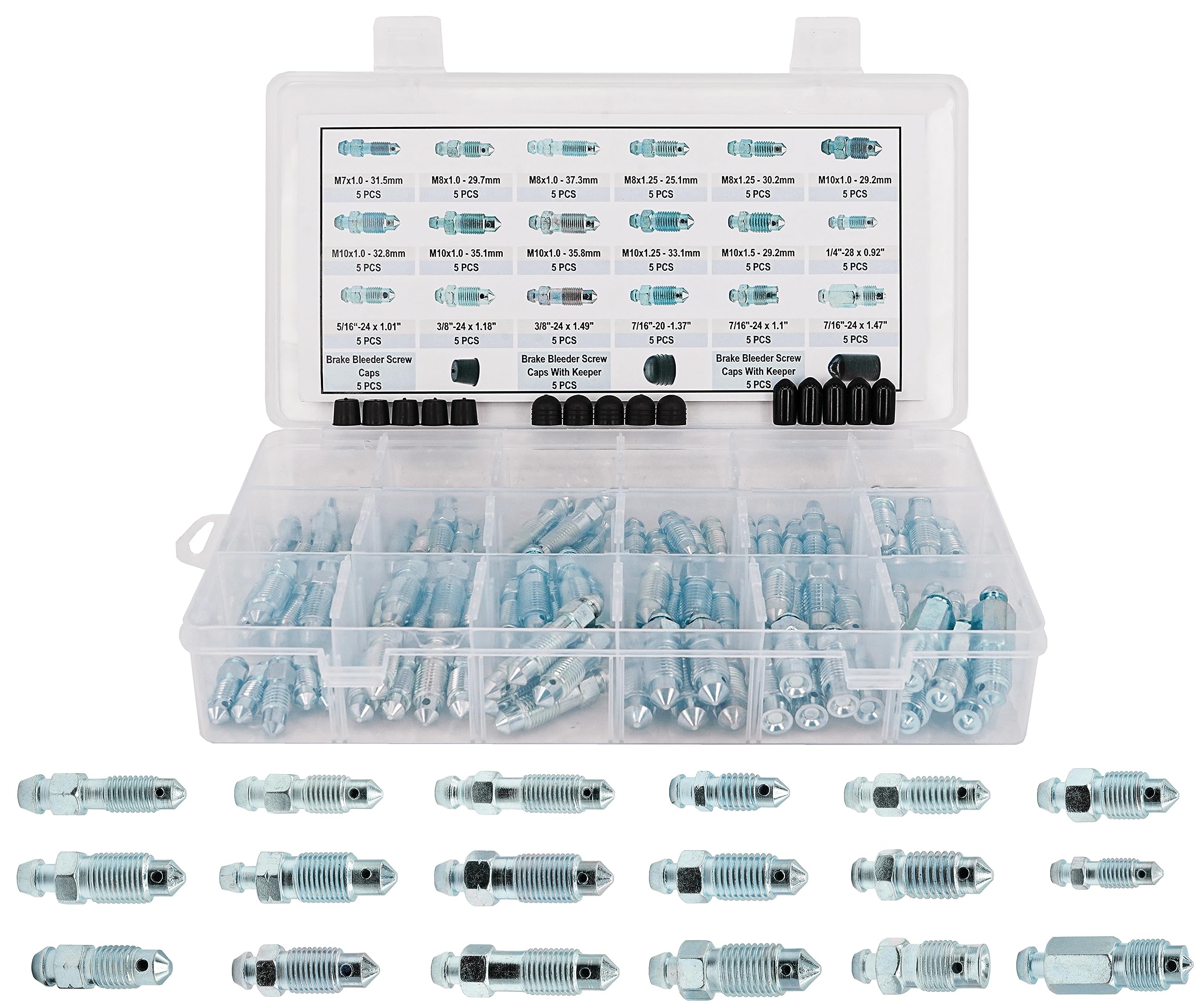 Dsnaduo front packaging of 90PCS bleeder screw kit showing organized assortment and convenience