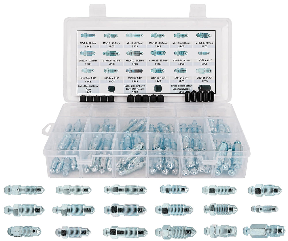 Dsnaduo front packaging of 90PCS bleeder screw kit showing organized assortment and convenience