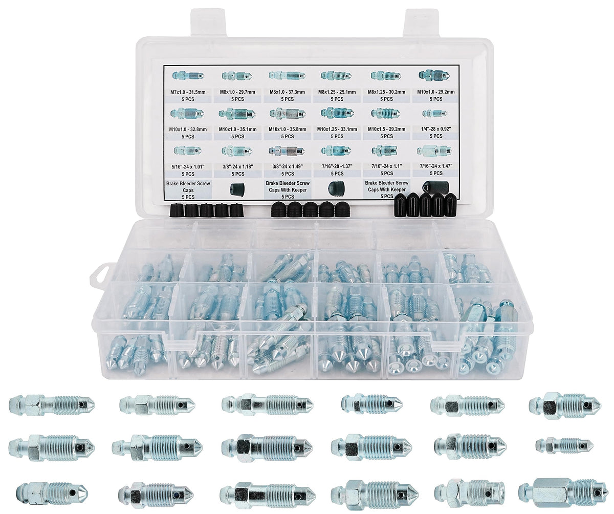 Dsnaduo front packaging of 90PCS bleeder screw kit showing organized assortment and convenience