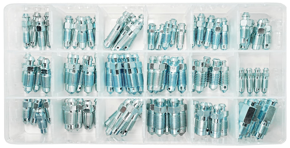 Dsnaduo laid-out sorted sizes displaying all metric and SAE bleed screw options
