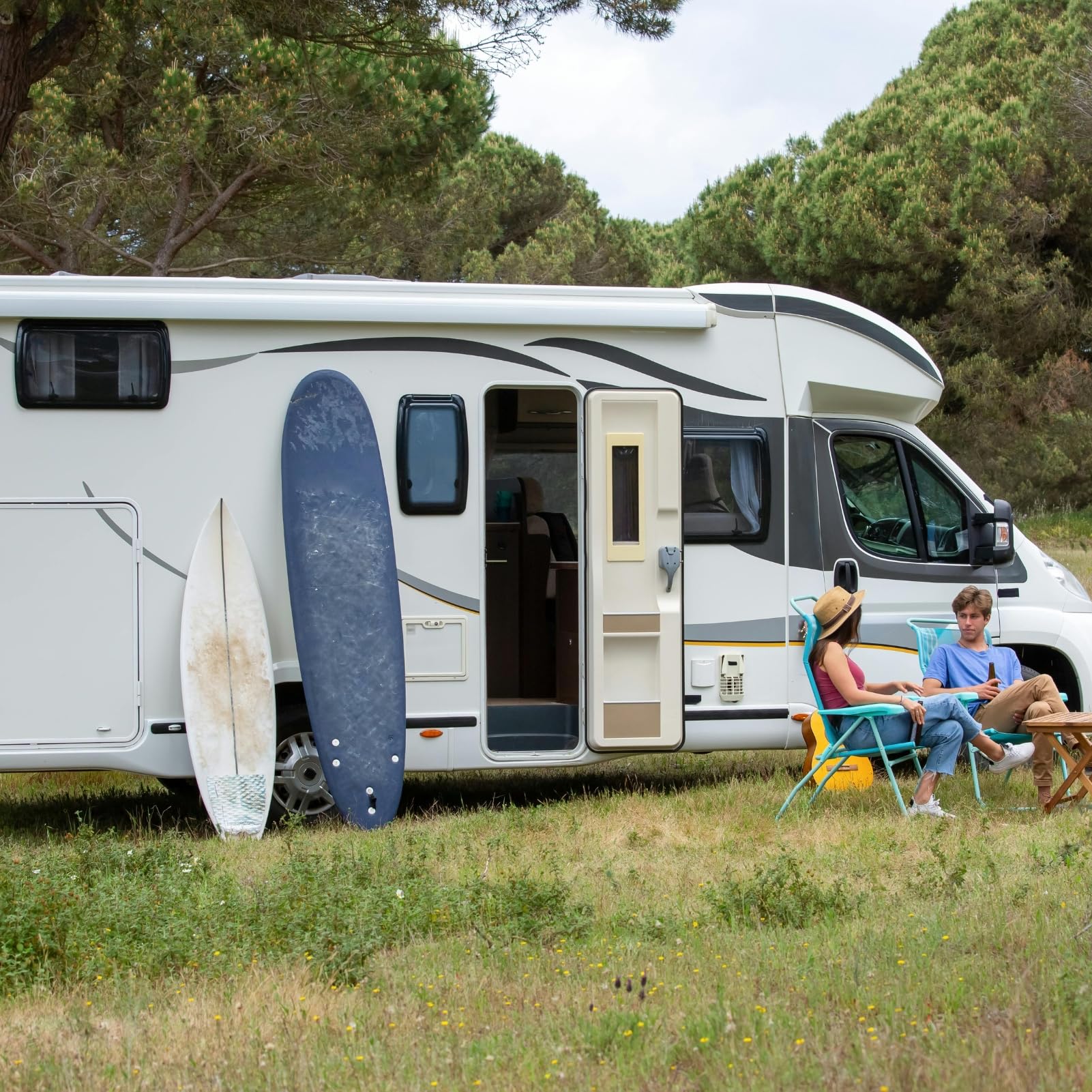 DSRTLP shower box mounted on travel trailer exterior demonstrating neat installation