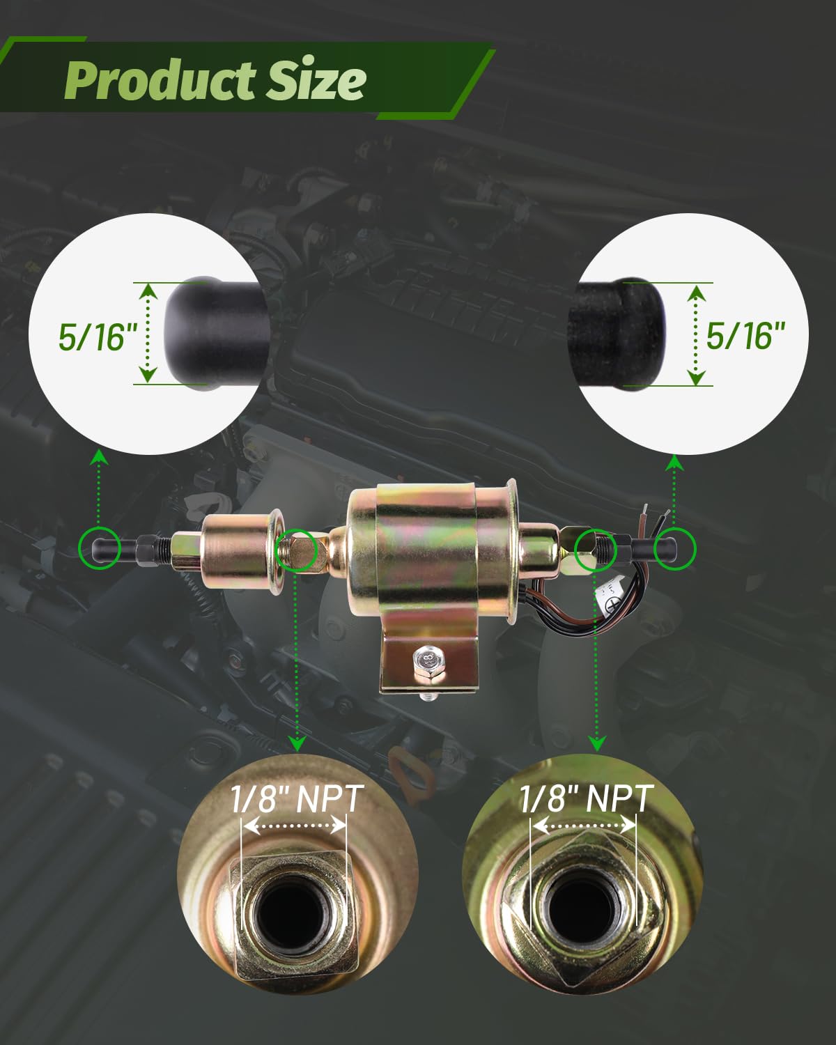 DTMAP close-up of 5/16 inch barb inlet and outlet for secure hose connection