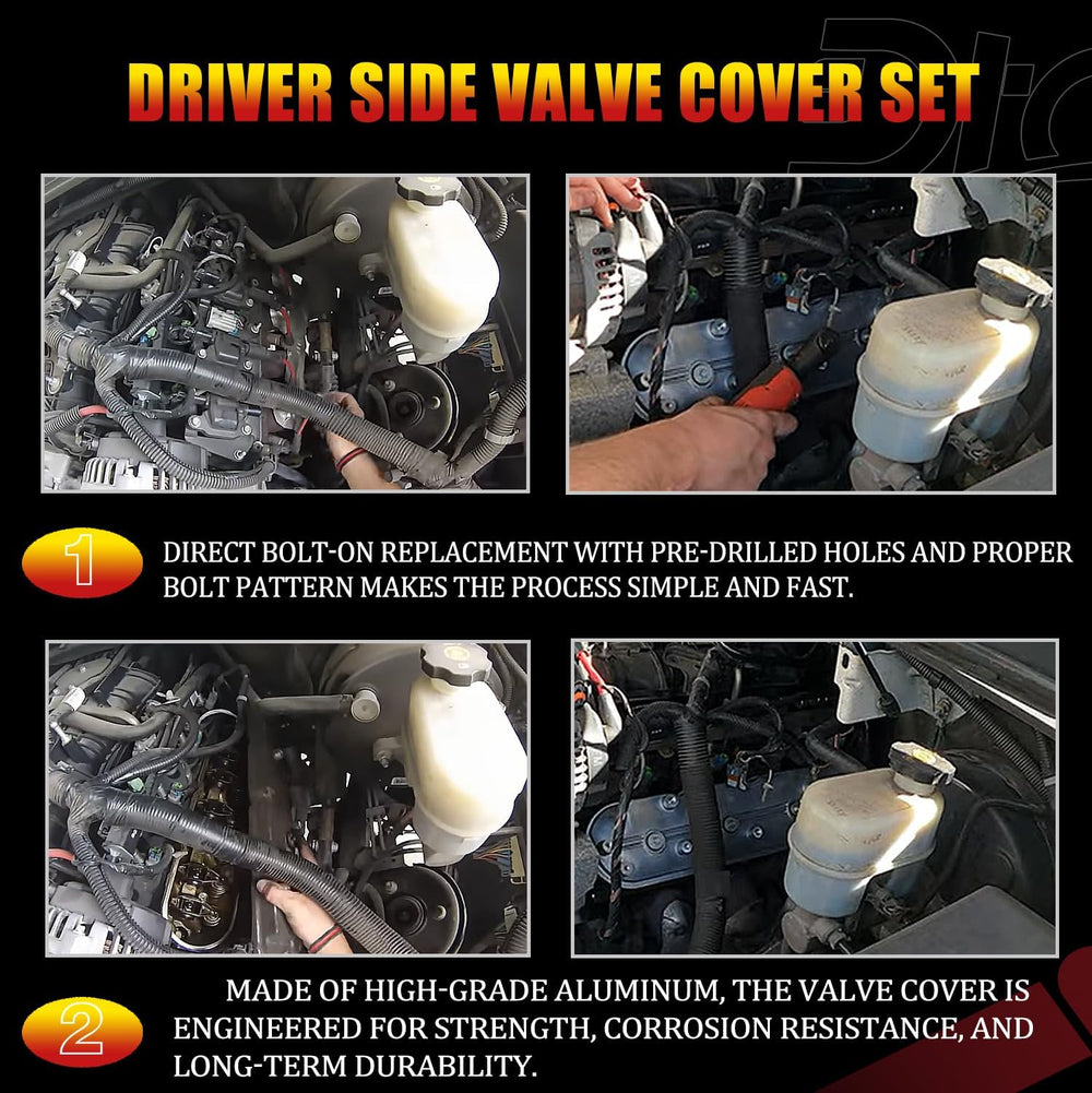 Dtomi valve cover surface finish detail showing silver tone finish for visual upgrade