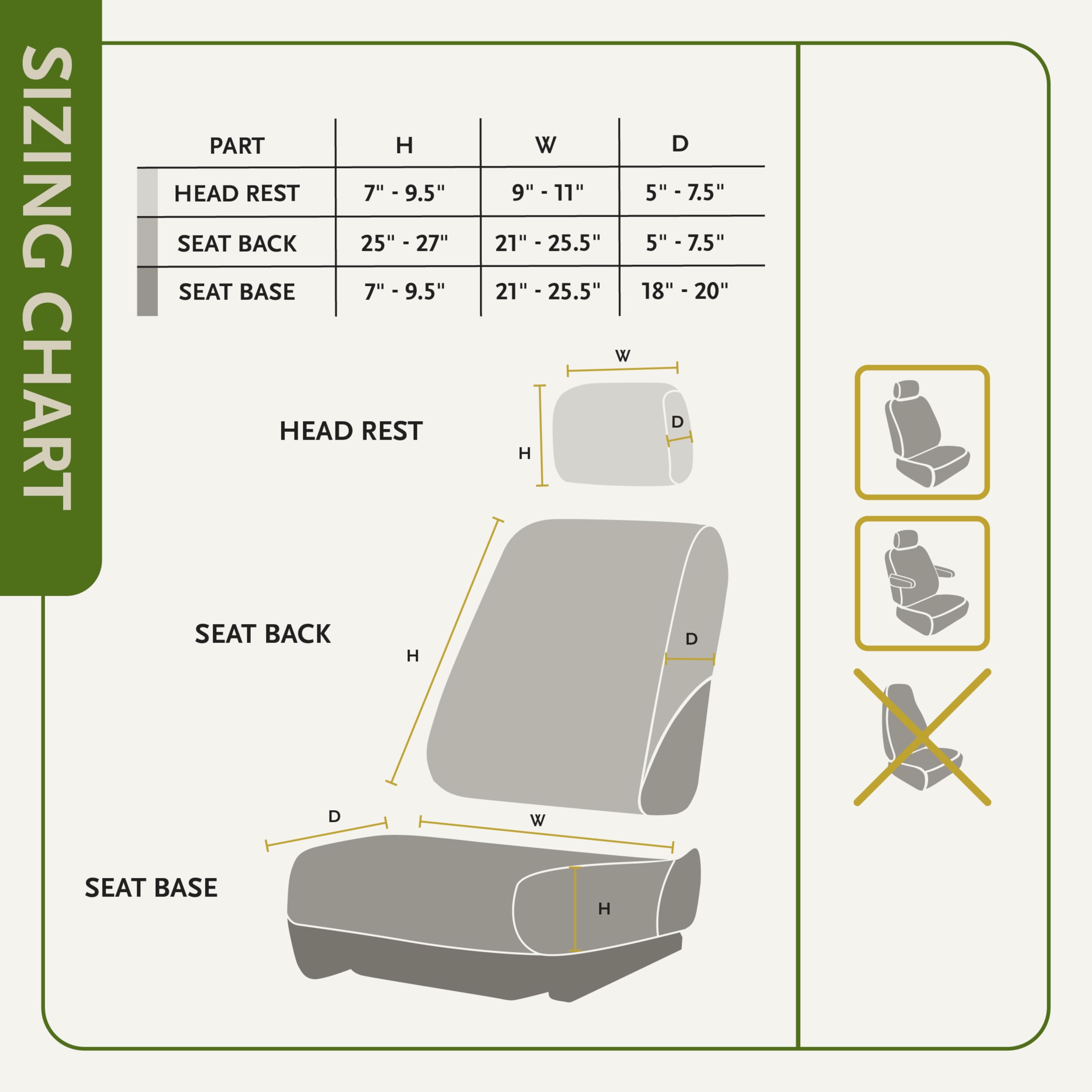 Ducks Unlimited seat cover next to measuring tape showing compatible seat dimensions