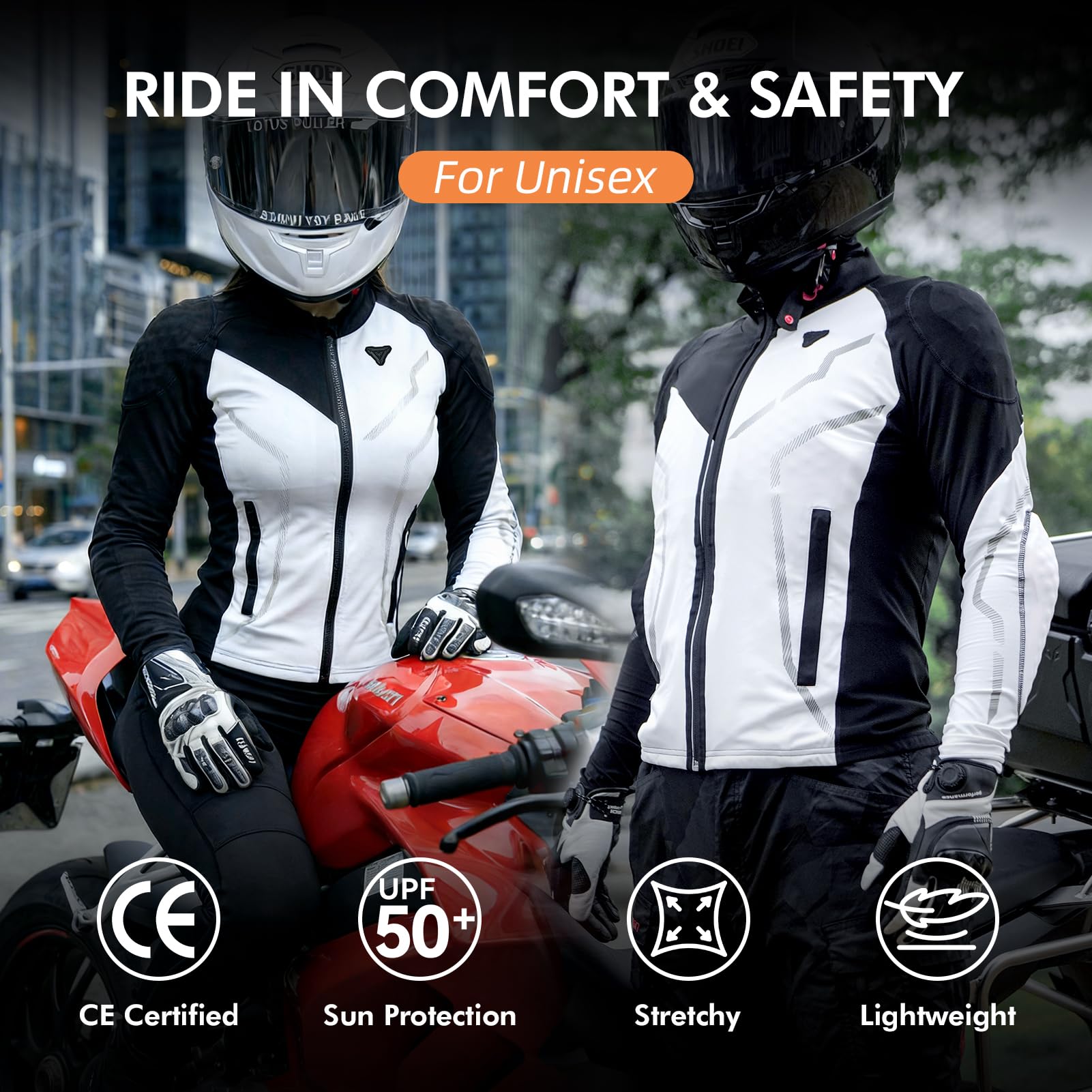 DUHAN close-up of removable back armor pad offering certified impact protection