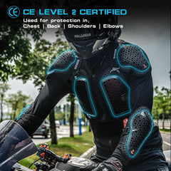 DUHAN close-up of back spine protector highlighting ergonomic flex and safety