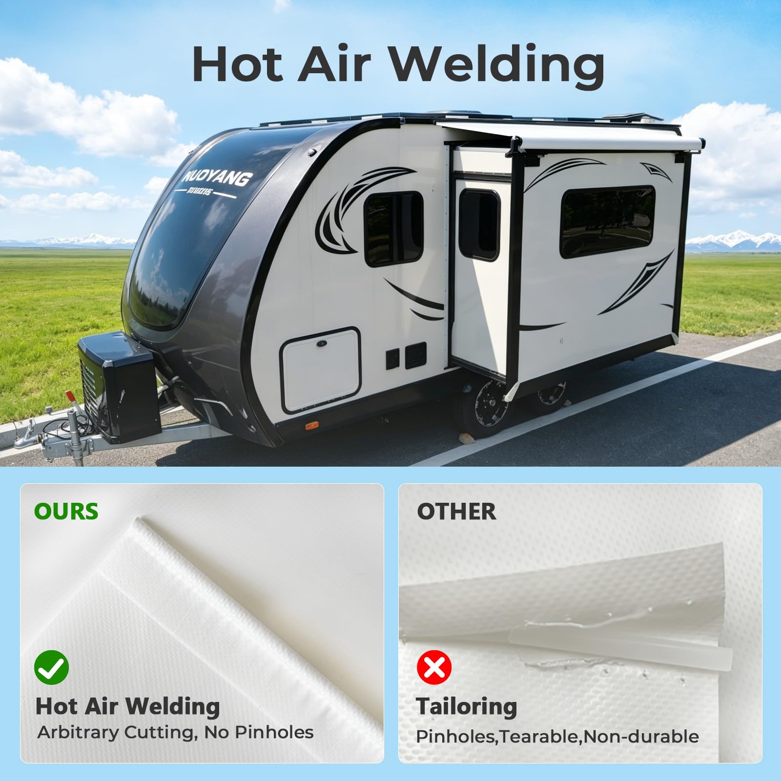 Dulepax fabric installed on RV slide-out demonstrating restored protection and neat look