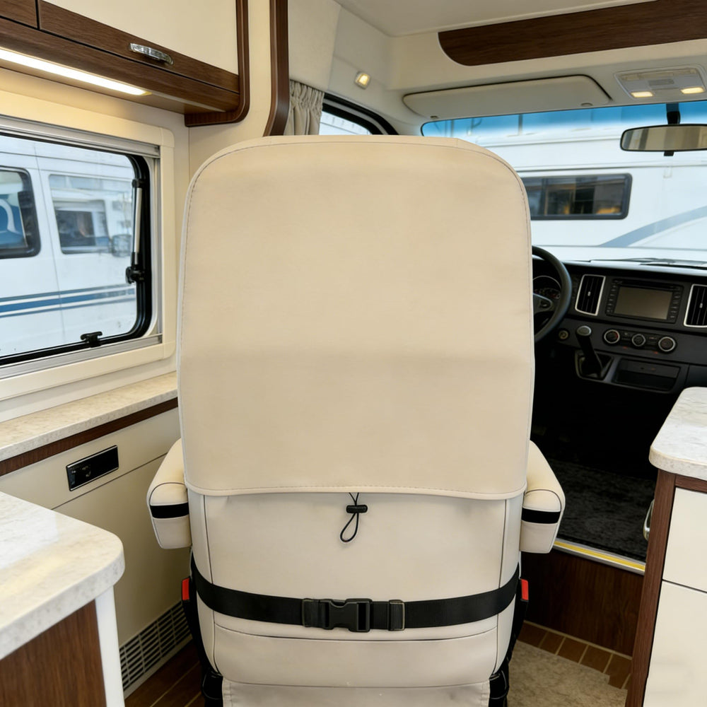 Dulepax seat cover beside measuring tape showing compatibility with common seat sizes