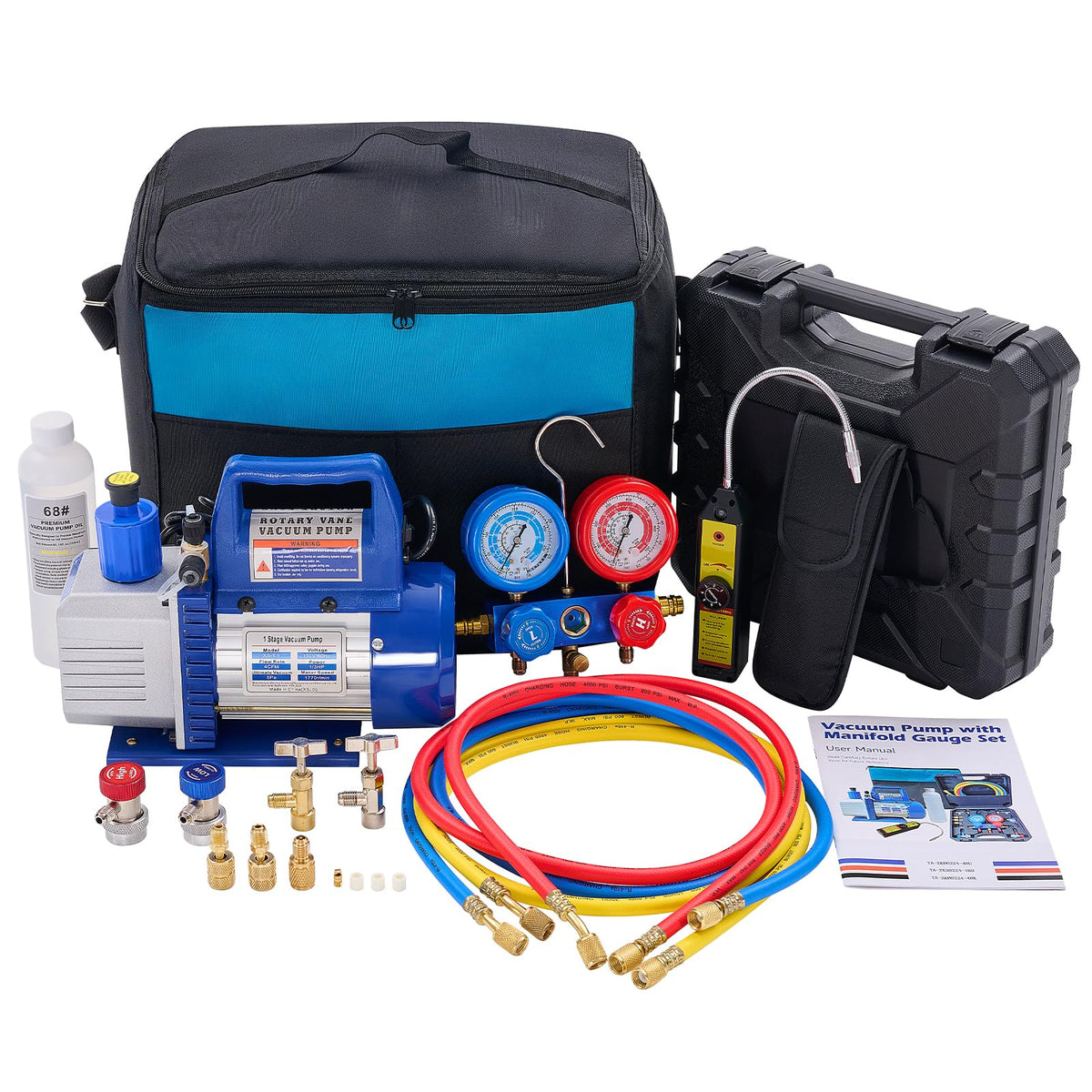 DUMOS vacuum pump front view showing compact design and stable base for fast evacuation