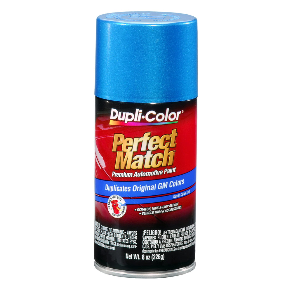 Dupli-Color can front view showing Bahama Blue label and easy application benefit