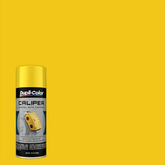 Dupli-Color can spraying caliper close-up demonstrating easy application and even coverage