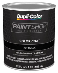 Dupli-Color Jet Black quart can front view showing product identity and ease