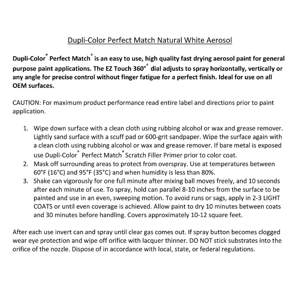 Dupli-Color Natural White on car trim in daylight showing OEM-like finish