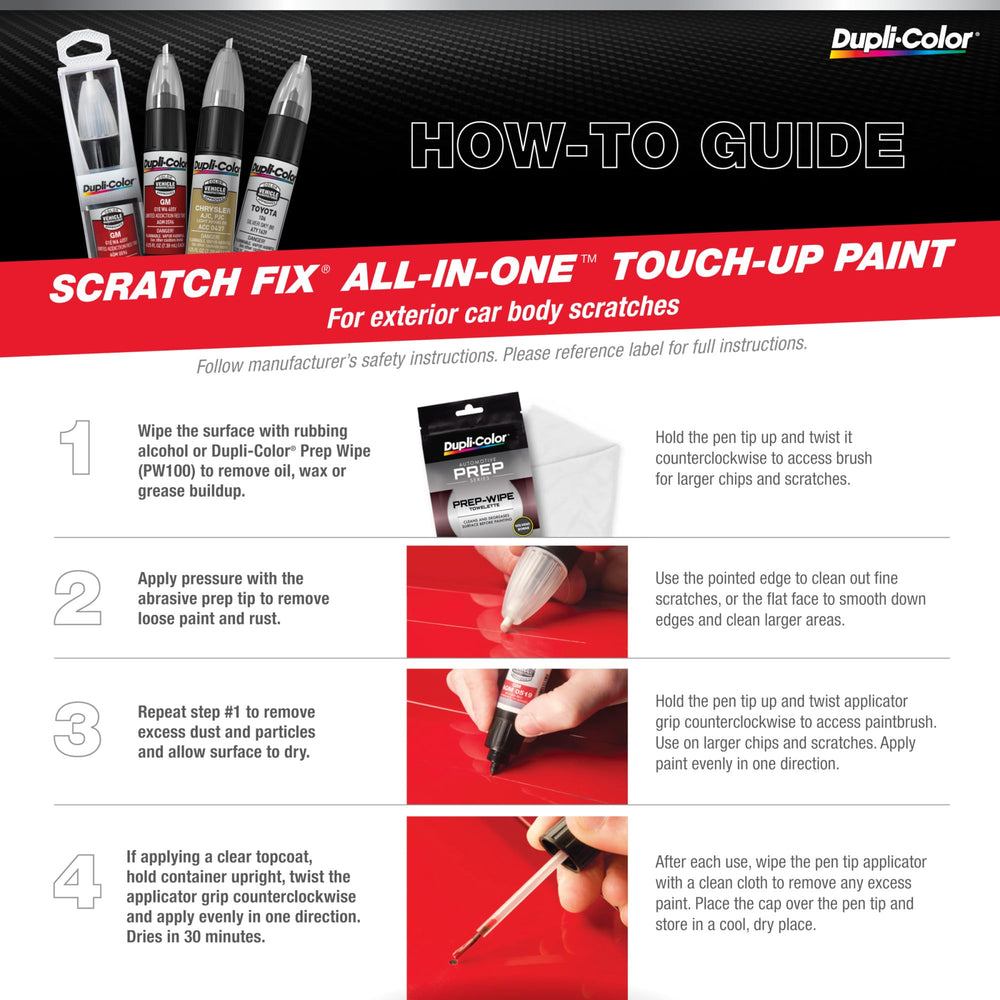Dupli-Color brush end applying paint to a chip for smooth, even coverage and color match
