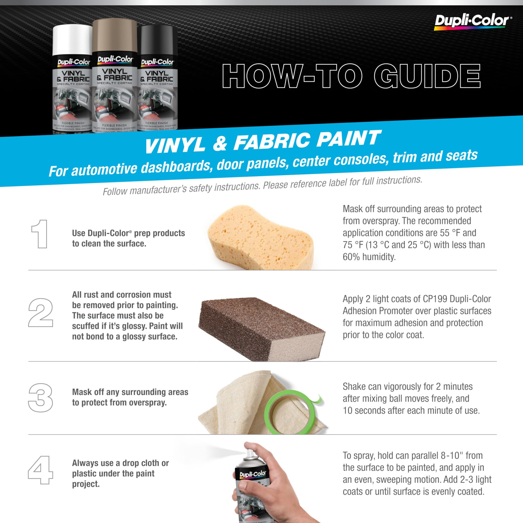 Dupli-Color gloss finish on vinyl seat showing smooth durable texture