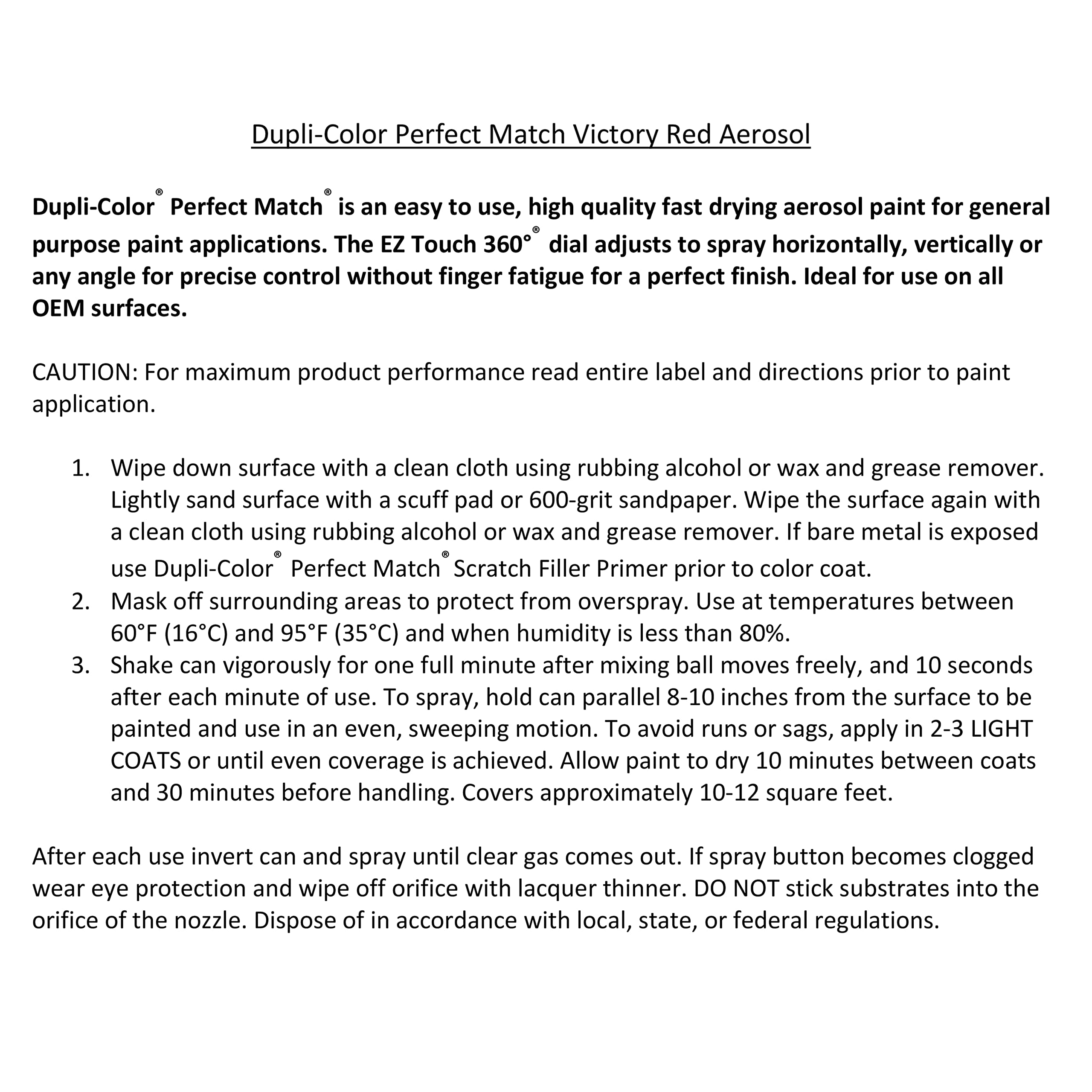 Dupli-Color label showing Victory Red color codes for accurate matching benefit