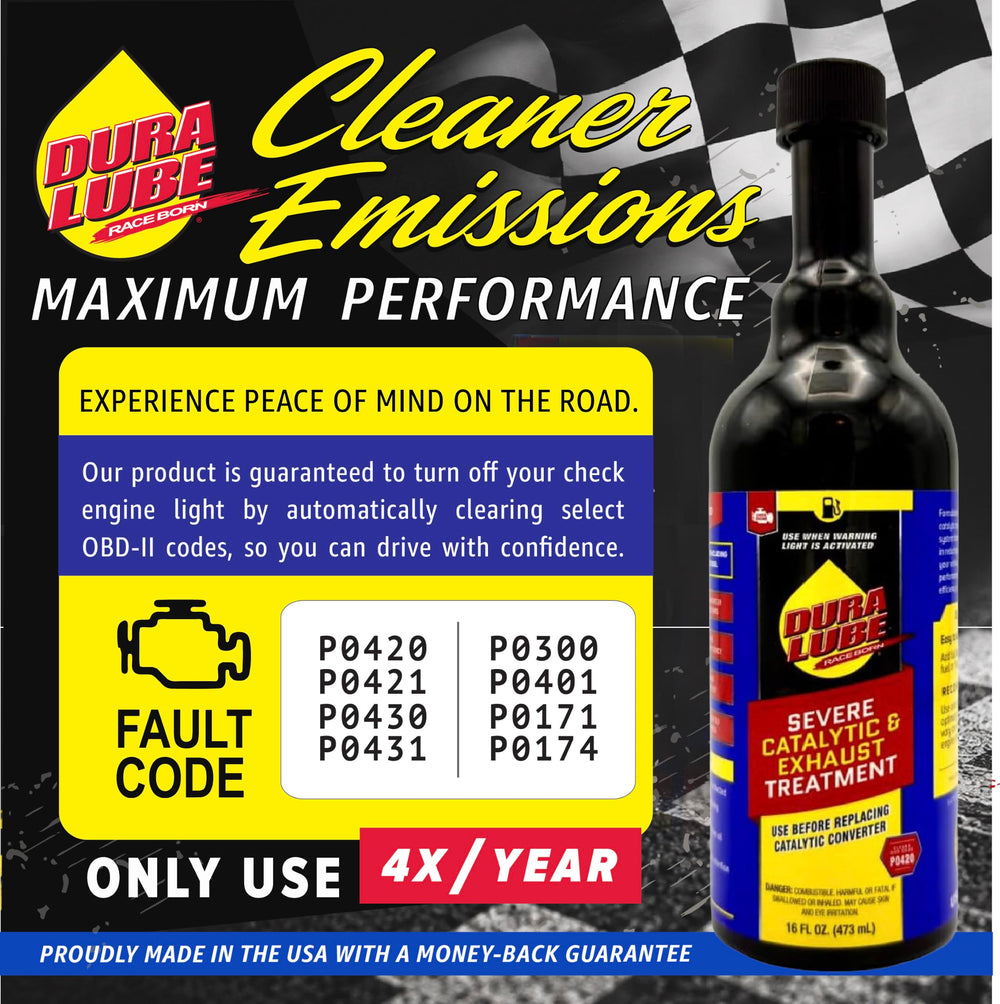 Dura Lube bottle positioned at a gas tank opening showing compatibility