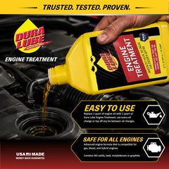 DURA LUBE pouring into engine oil fill demonstrating easy application