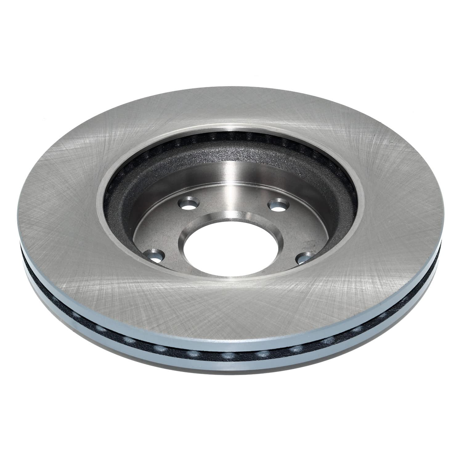 DuraGo close-up of rotor hat and edge coating showing titanium-gray protection and corrosion resistance
