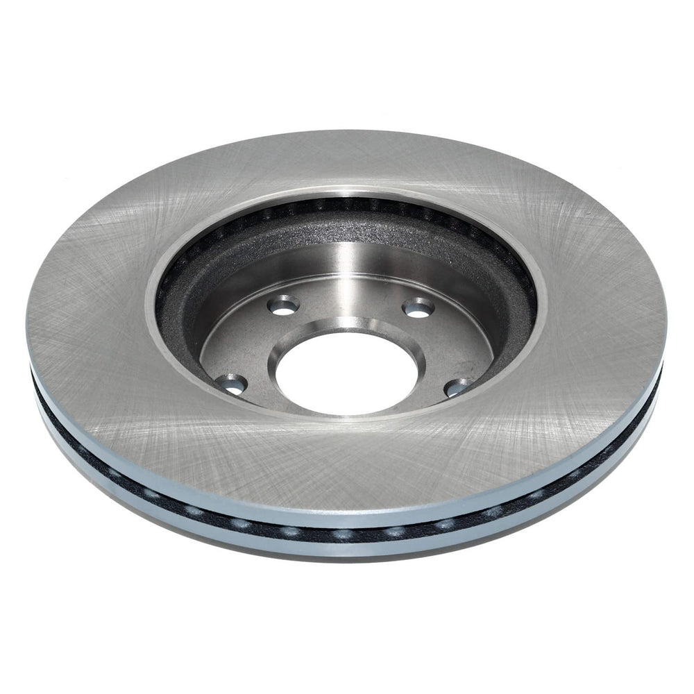 DuraGo close-up of rotor hat and edge coating showing titanium-gray protection and corrosion resistance