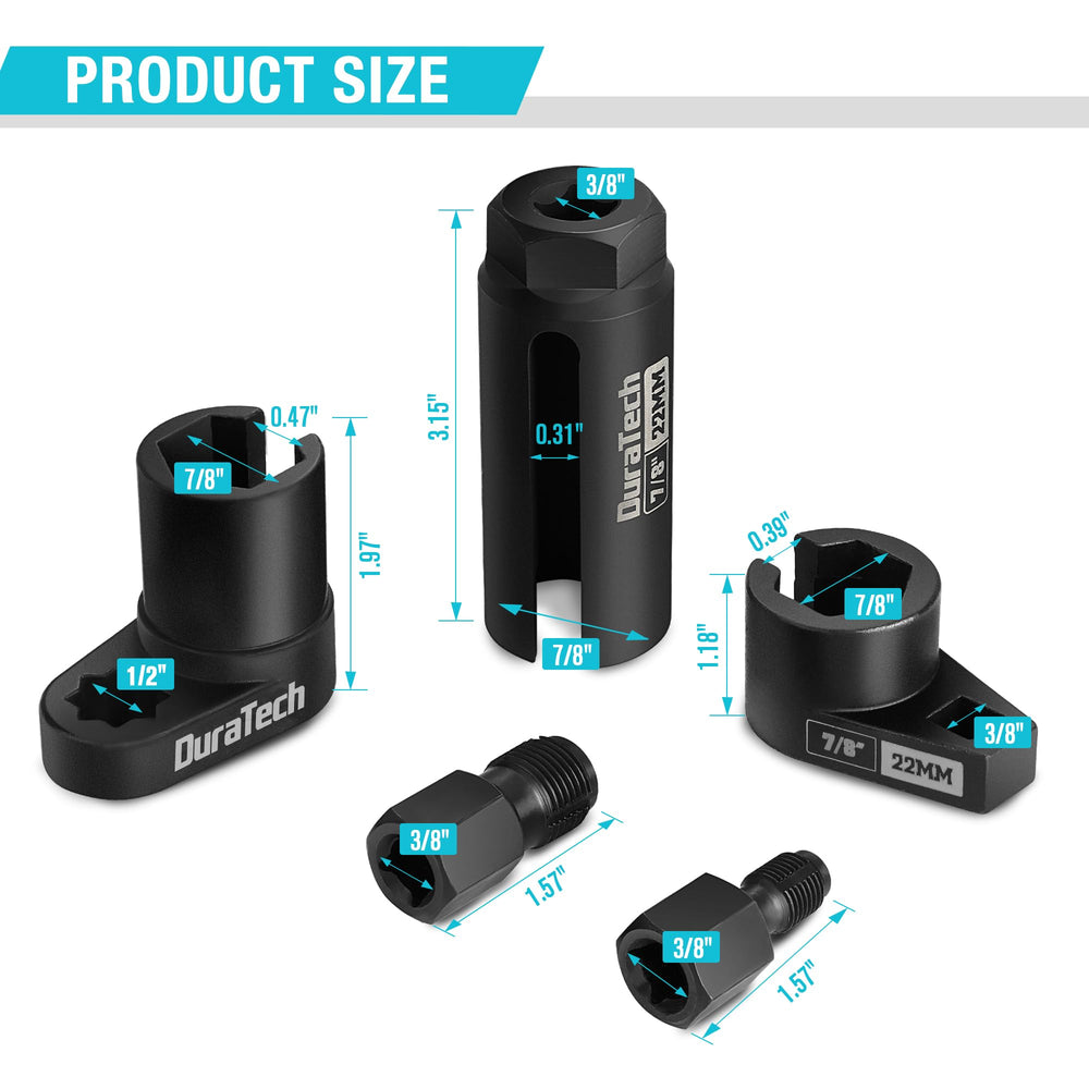 DURATECH close-up of three 7/8 inch sockets showing durable alloy steel finish