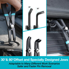 DURATECH 30° jaw close-up showing curved tip for shallow clip access