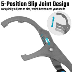 DURATECH serrated jaws close-up demonstrating secure grip on oily filters
