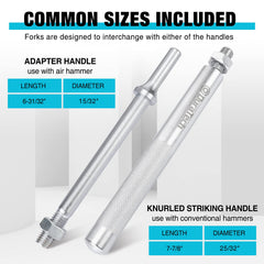 DURATECH handle connected to fork demonstrating quick interchangeability