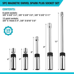 DURATECH long socket lengths displayed to show 4", 6", 8" and 11" reach for deep plugs
