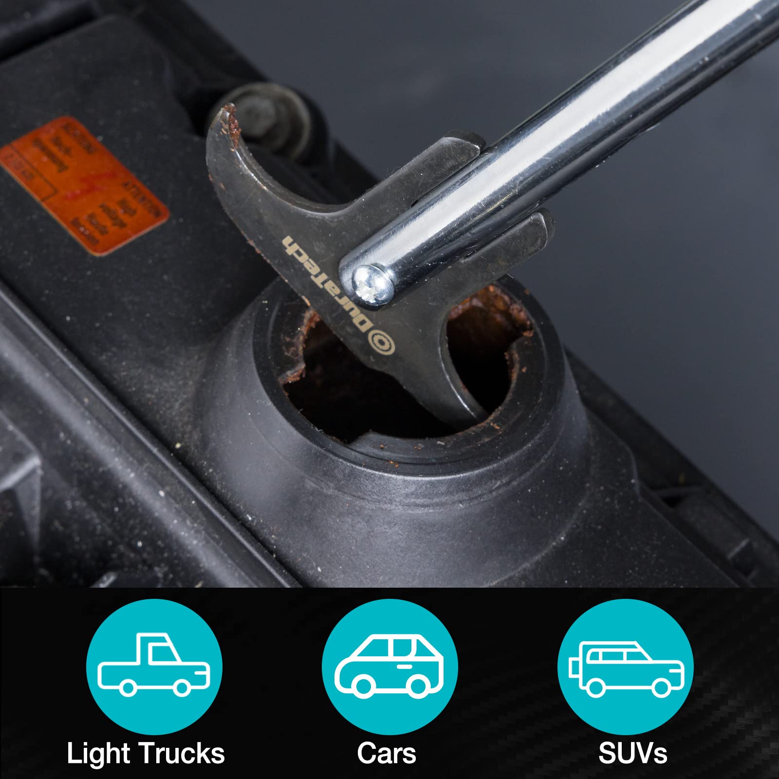 DURATECH scale and kit comparison showing compact size and included spare blade