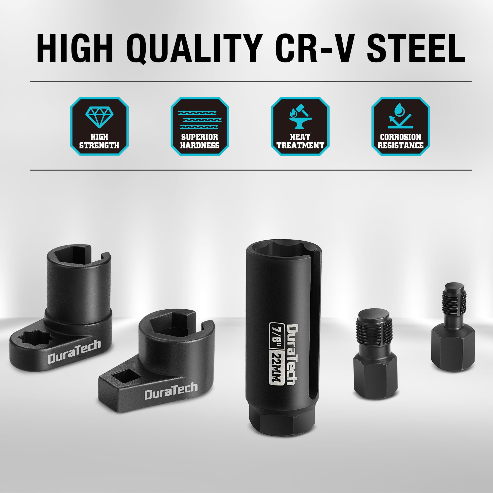 DURATECH sockets beside ruler showing scale for correct fit and size clarity
