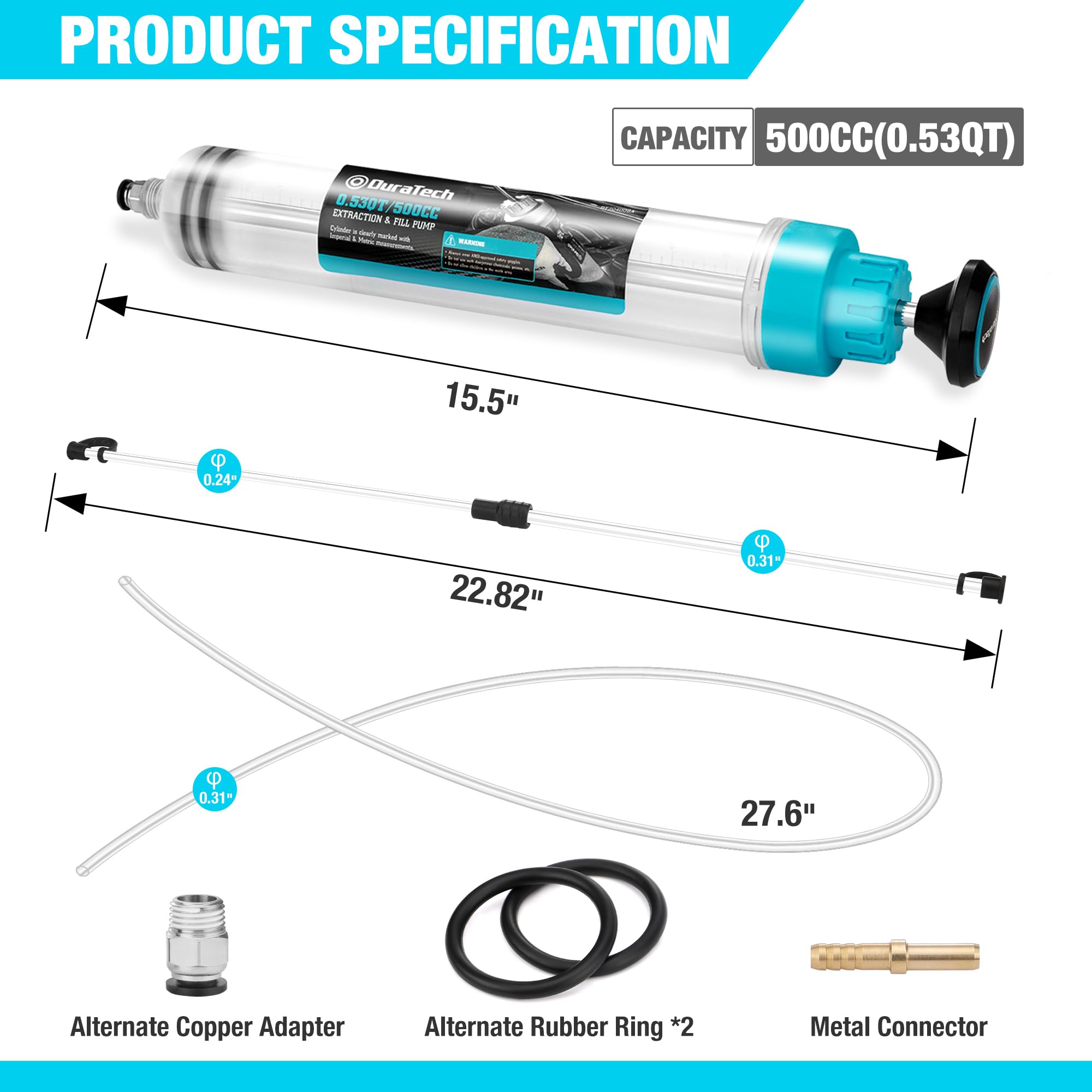 DURATECH transparent pump body with clear volume markings for accurate measurement
