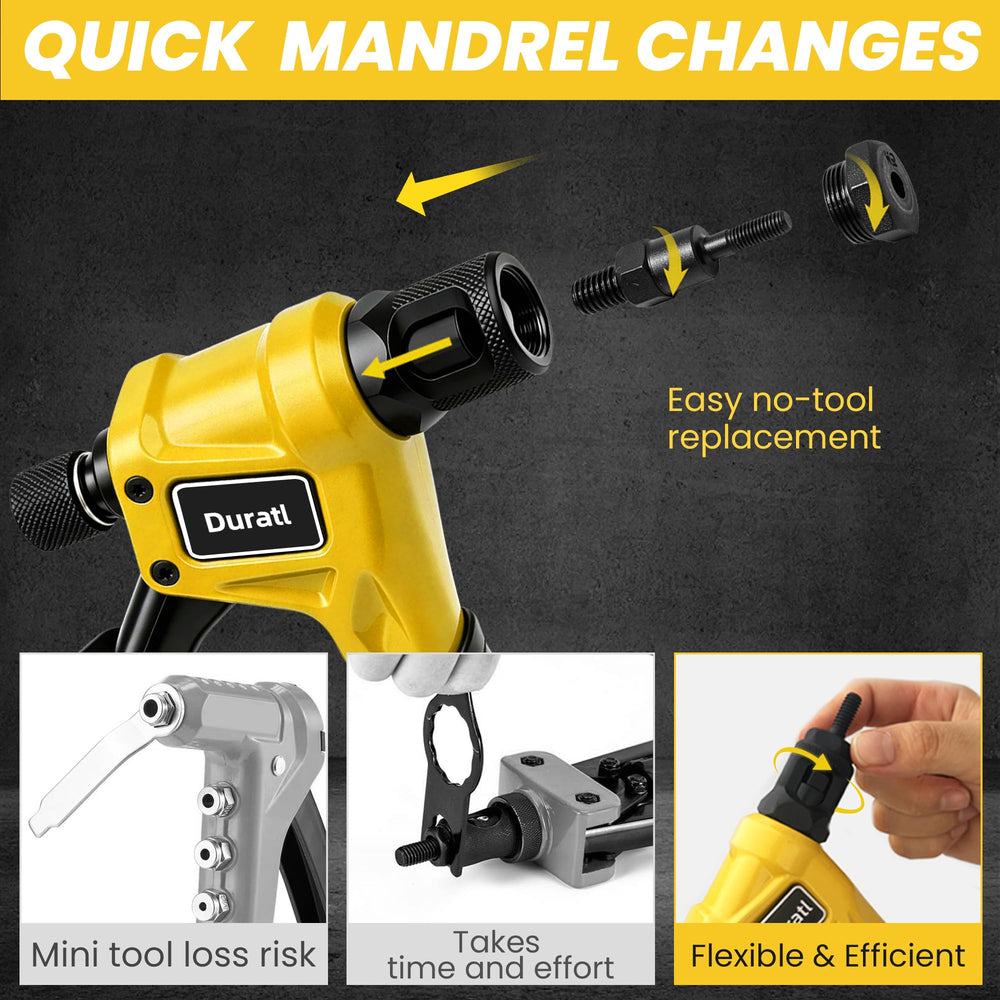 Duratl tool in tight space demonstrating right-angle design for narrow access
