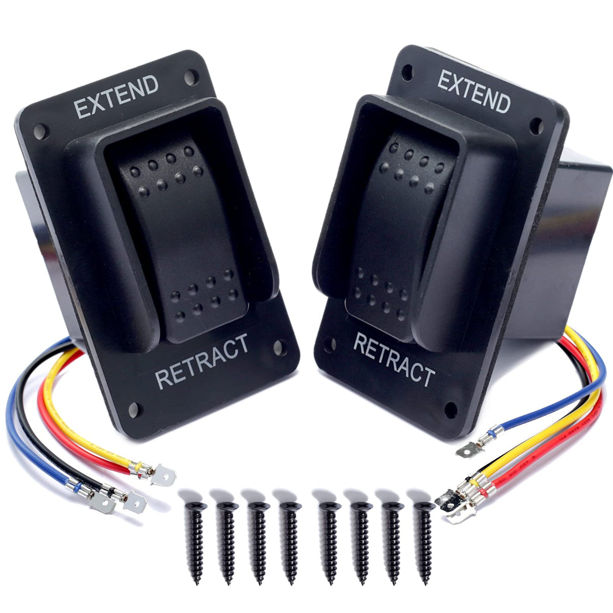 Dusledel front face switch showing EXTEND RETRACT markings for easy control