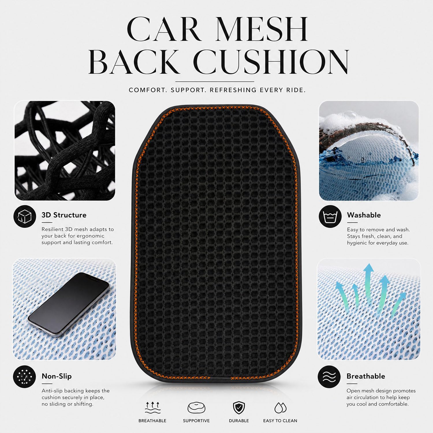 DUYUNCHEN cushion on car seat showing scale and universal fit benefit