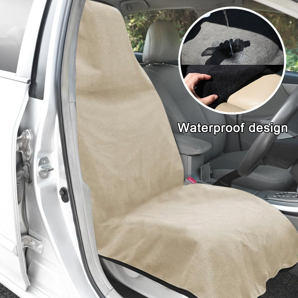 DXNQ seat cover size on front seat showing universal fit advantage