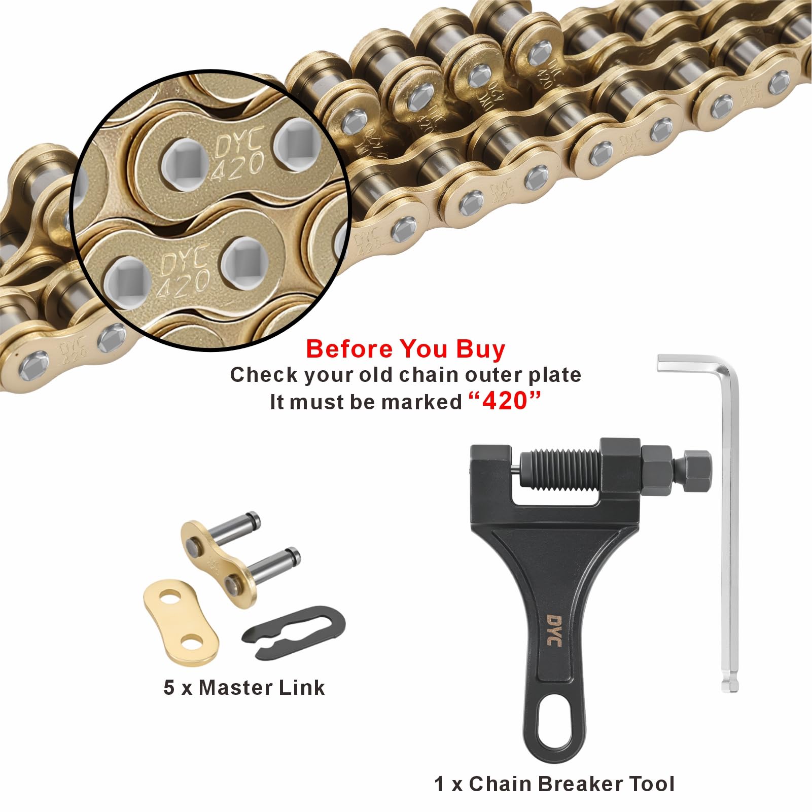 DYCTAHO master links and chain breaker tool for quick installation