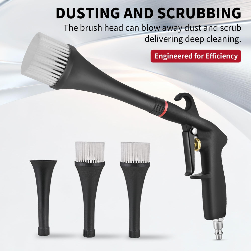 Dynaiency blowing debris from engine bay highlighting safe grime removal advantage